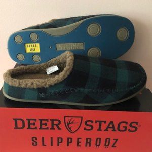 Deer Stags Nordic Slipper.  Faux Fur. Size: 12,  14